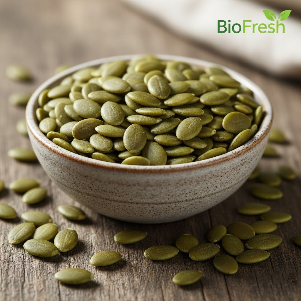 🌱 BioFresh পামকিন সিড – প্রোটিন ও হাড়ের জন্য উপকারী (২৫০ গ্রাম) 🌱
